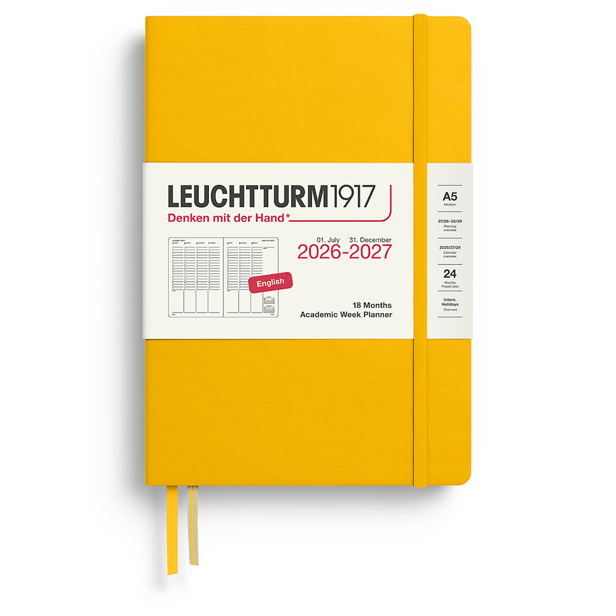 Tuotekuva ille Week Planner 18m 26-27 A5 Sunflower Leuchtturm1917