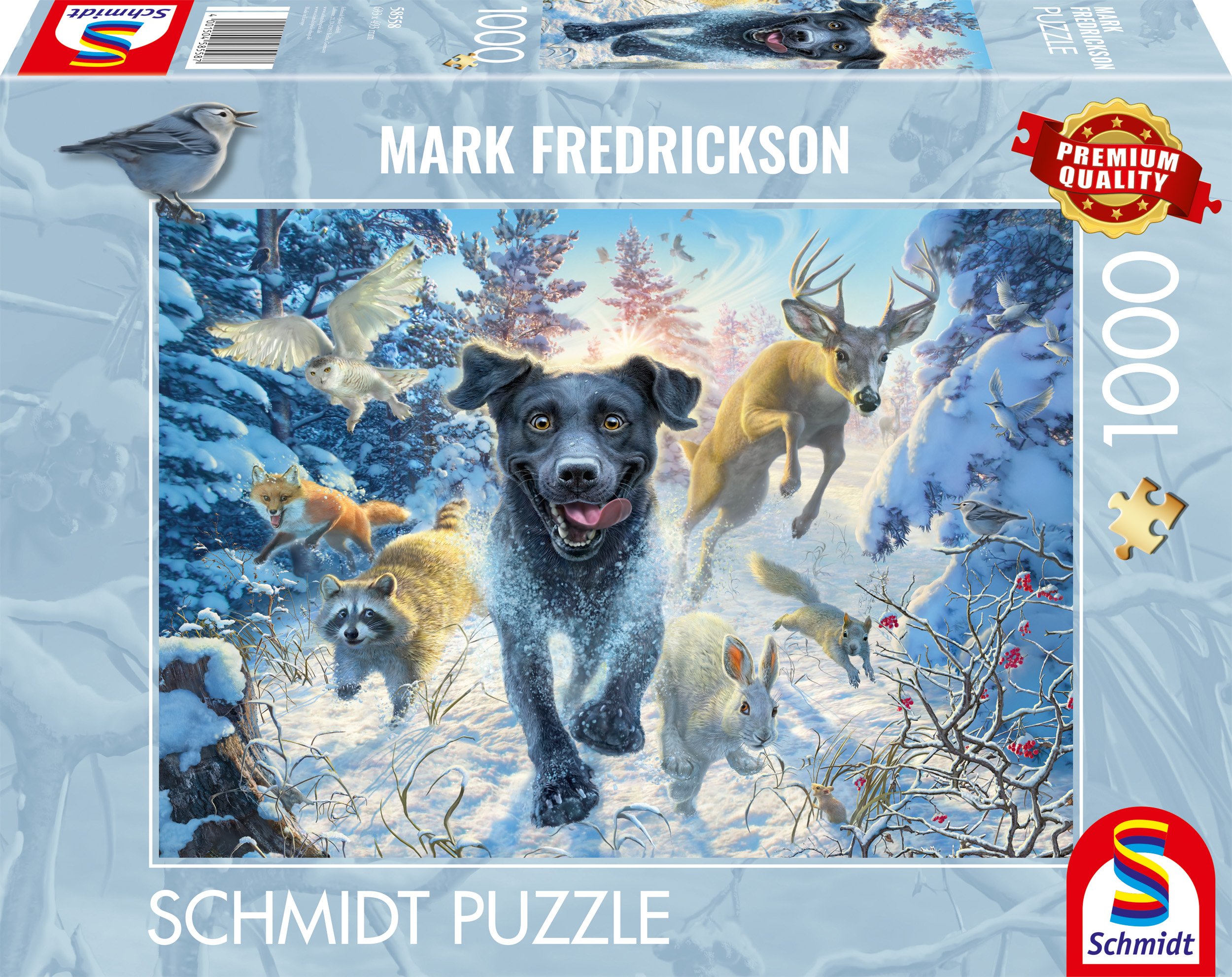 Palapeli Black Labrador in the snow 1000 palaa Schmidt