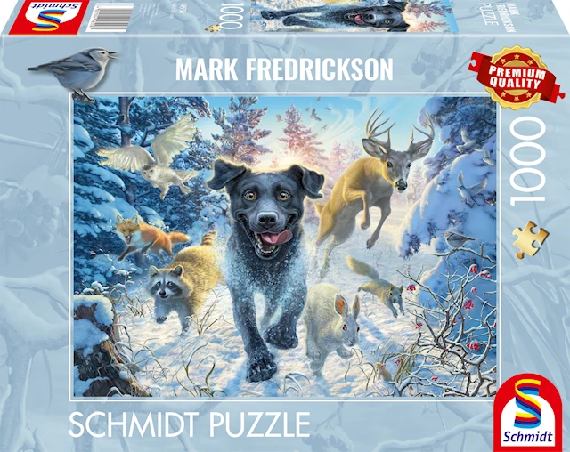 Palapeli Black Labrador in the snow 1000 palaa Schmidt