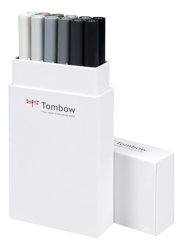 Tombow ABT Dual Brush 12P-3, harmaasävyt