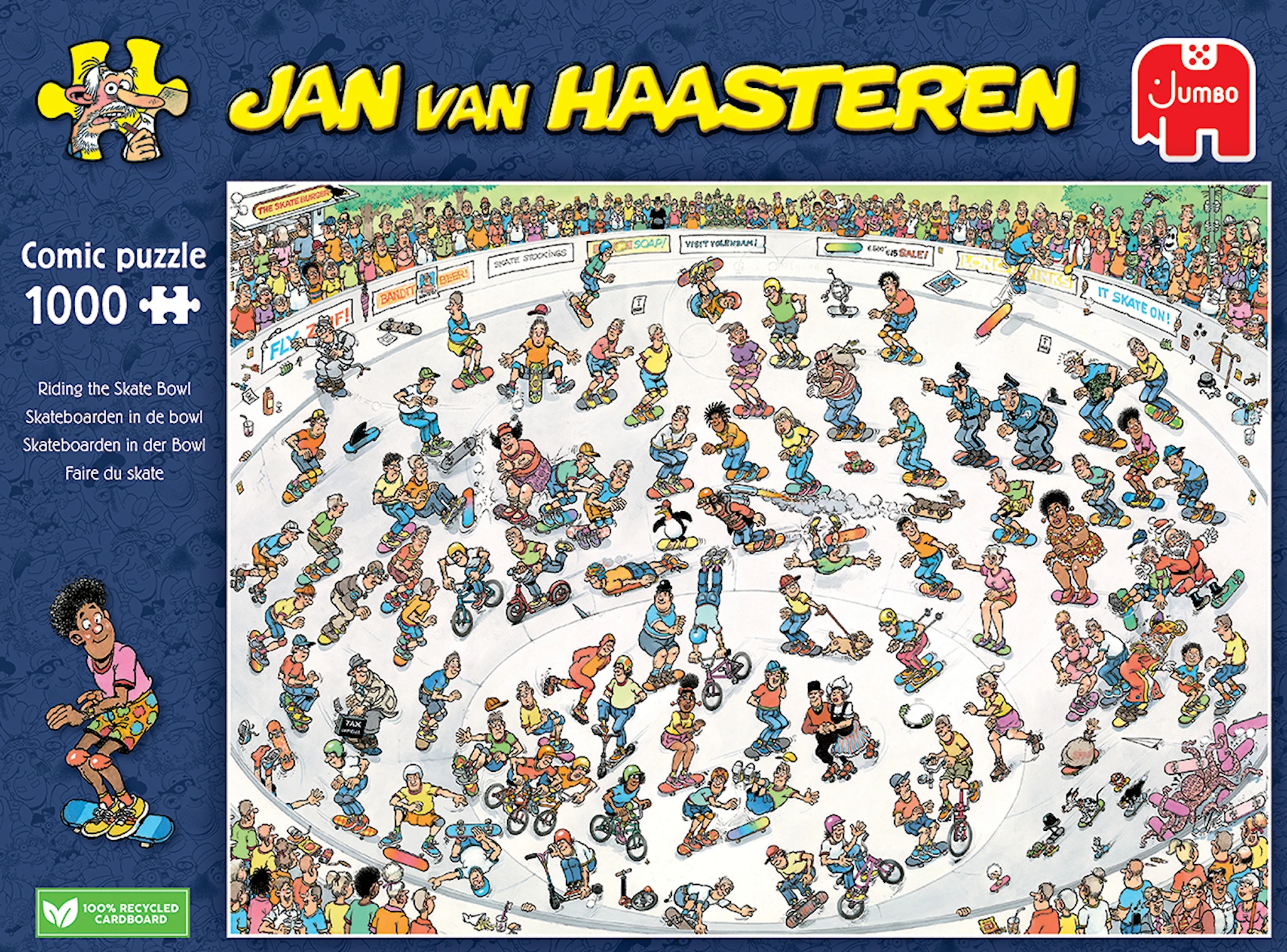 Produktbild för Jan Van Haasteren Riding The Skate Bowl Pussel 1000 bitar, Jumbo