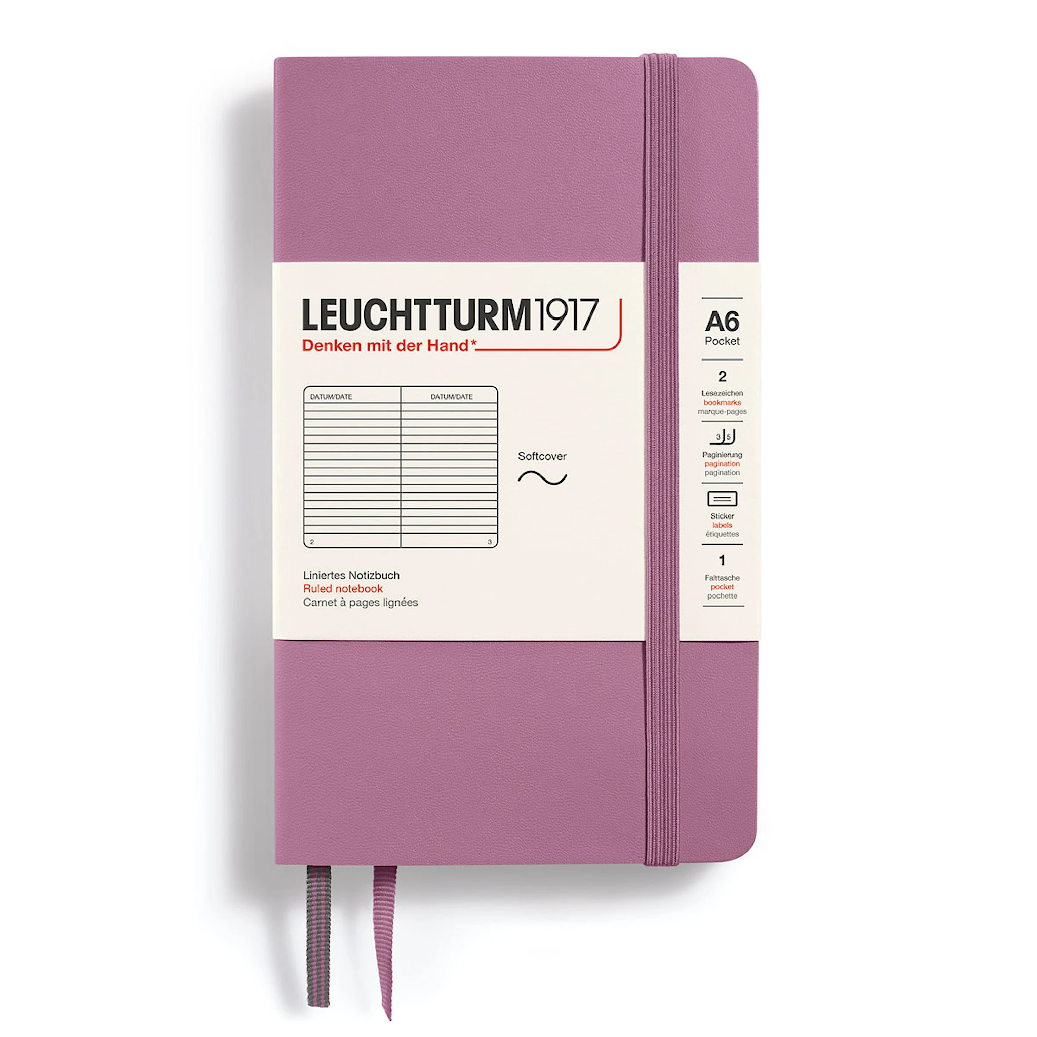 Tuotekuva ille Muistikirja A6 Soft Viivoitettu Dusty Rose Leuchtturm 1917