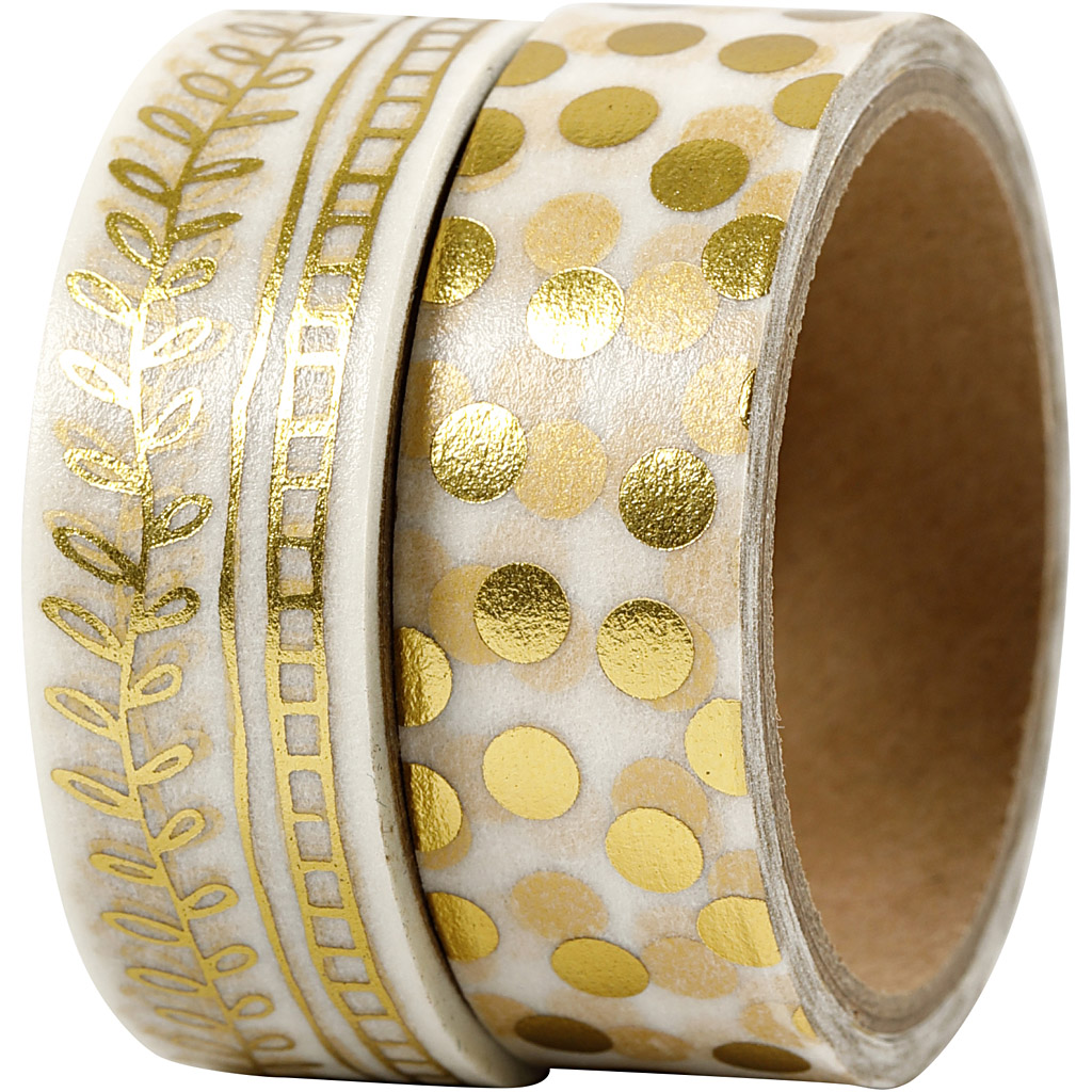 Washitejp Guld Prickar och Ranka 15 mm x 4 m 2-pack