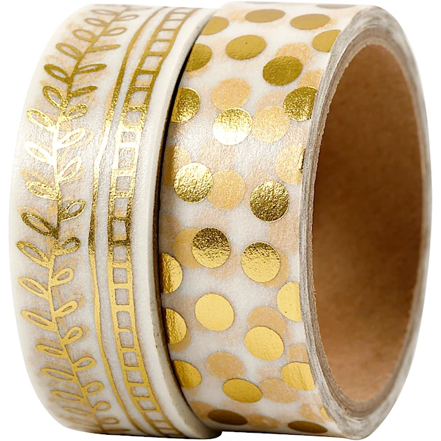 Washitejp Guld Prickar och Ranka 15 mm x 4 m 2-pack