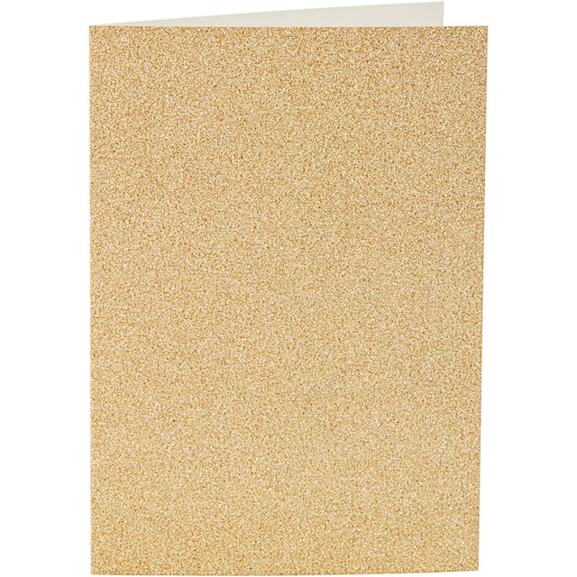 Tuotekuva 2 - Korttipohja & kirjekuori, kortin koko 10,5x15 cm, kirjekuoren koko 11,5x16,5 cm, kimalle, 120+250 g, kulta, 4 set/ 1 pkt