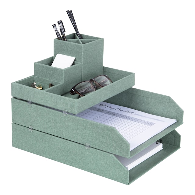 Tuotekuva 5 - Kirjakori Pinottava Soft Teal 2-pakkaus Bigso Box of Sweden