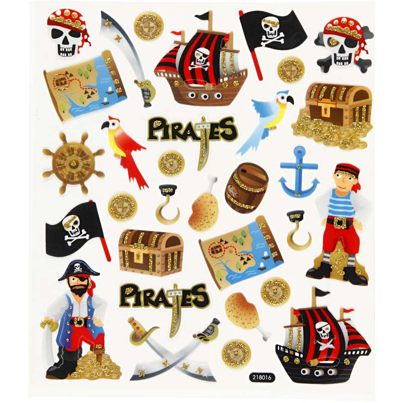 Klistermärken Glitter Pirater 1 Ark