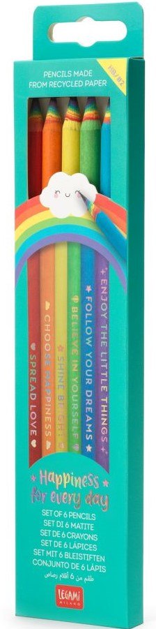 Blyertspennor Rainbow med suddgummi 6-pack Legami