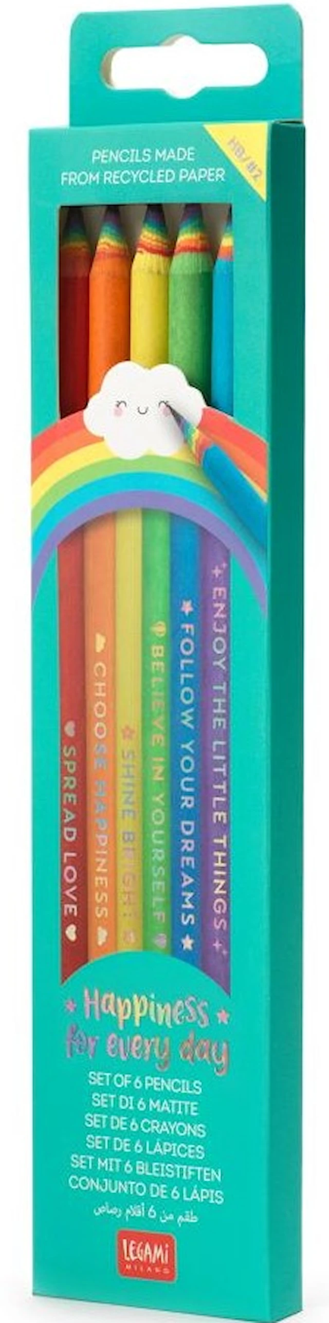 Blyertspennor Rainbow med suddgummi 6-pack Legami