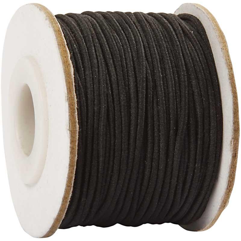 Snöre Elastisk 1 mm x 25 m Svart