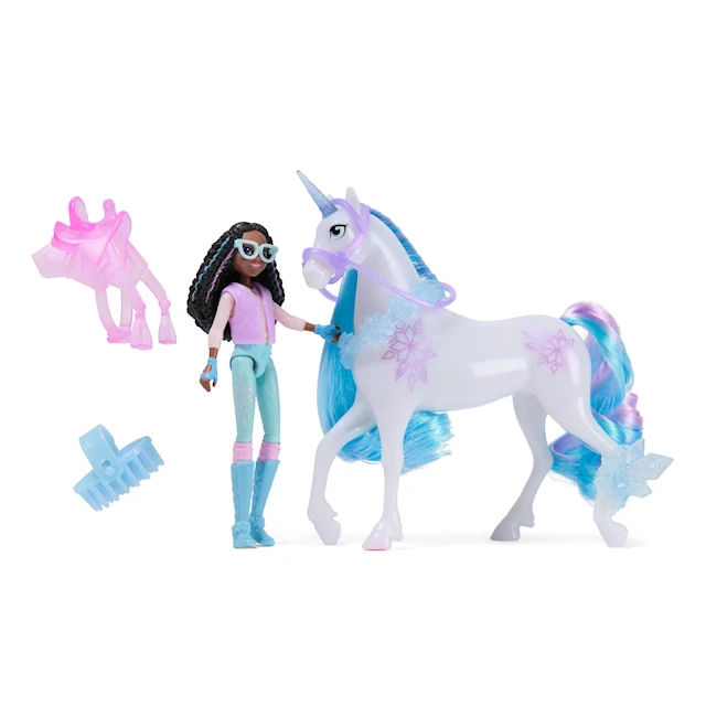 Unicorn Academy muotinukke ja hevonen Layla ja Glacier