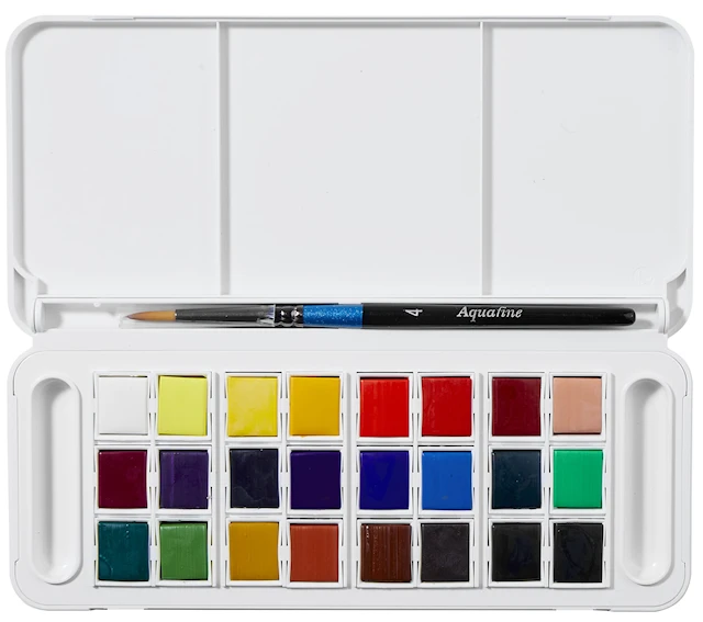 Akvarellfärg Aquafine 24 Halvkoppar Daler-Rowney