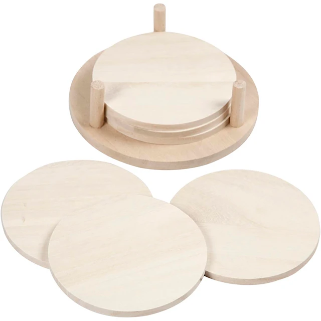 Brickor bordsunderlägg i trä diameter 9,5 cm 6-pack