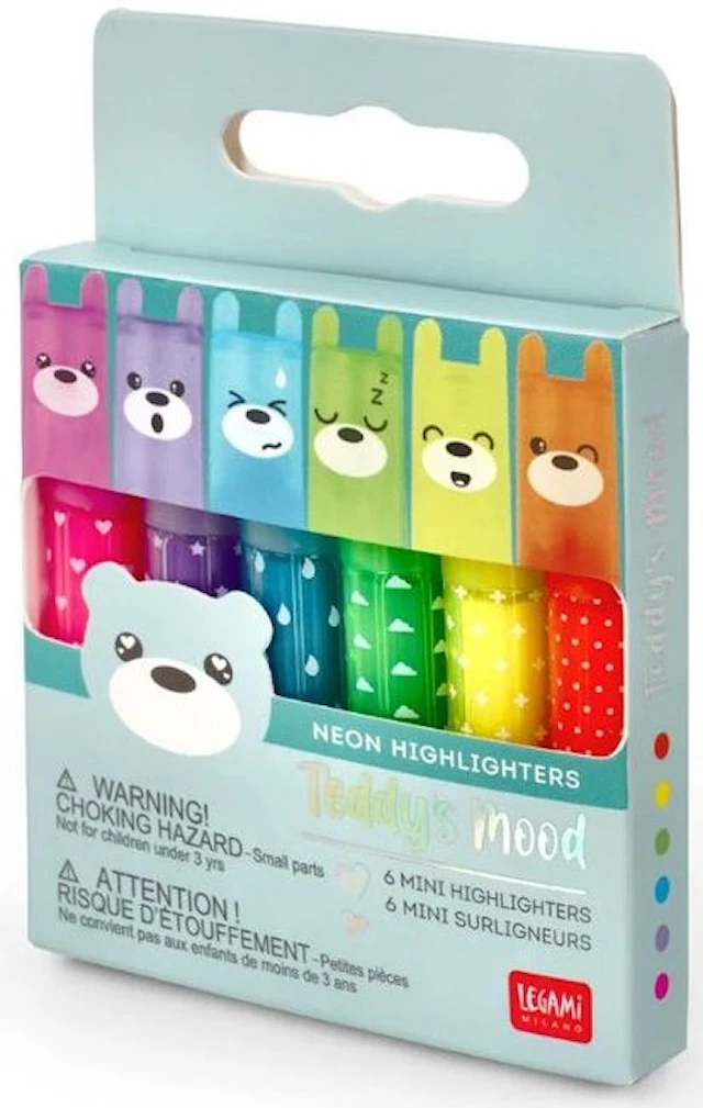 Korostuskynät Mini Teddy's Mood 6-pack Legami