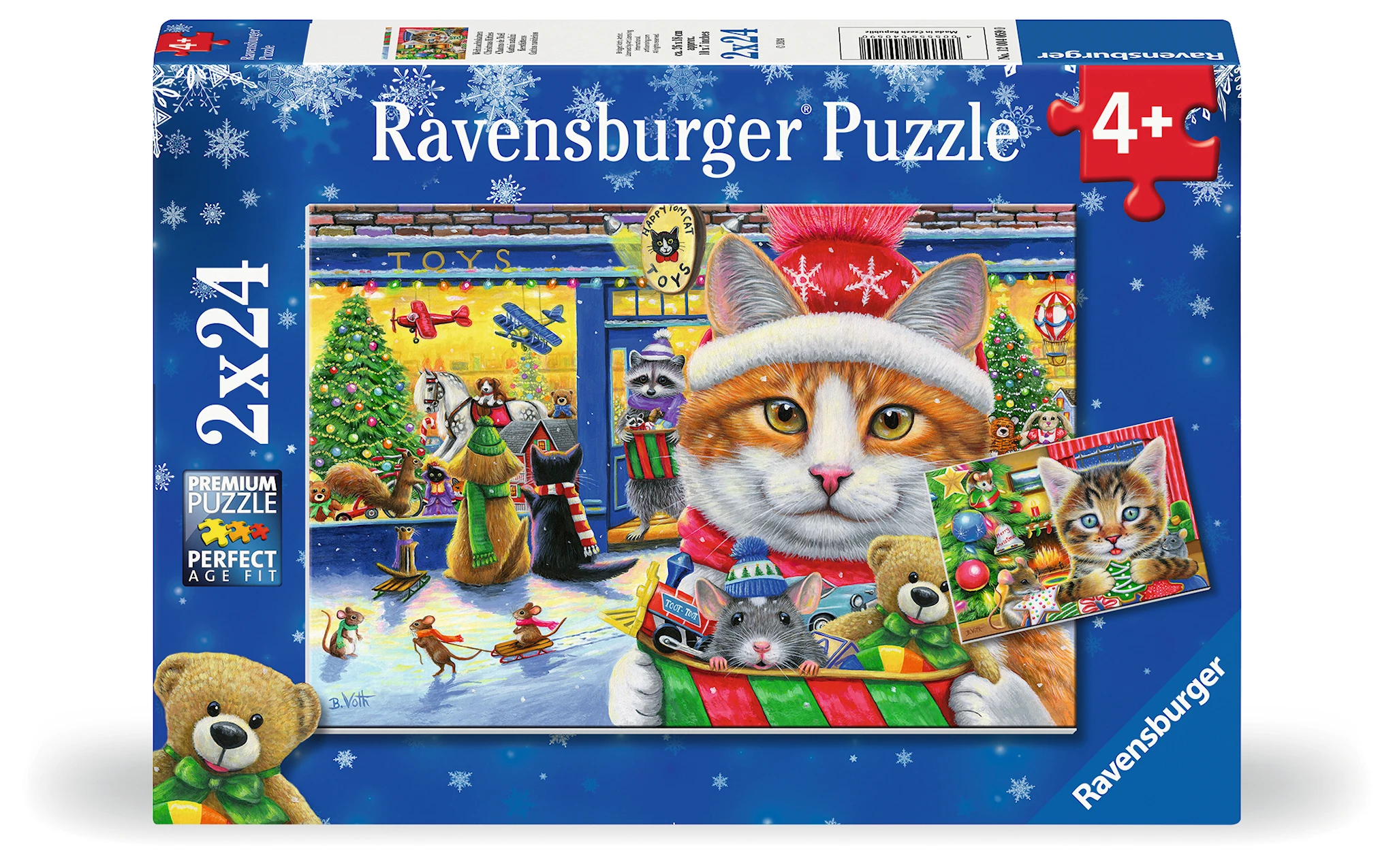 Produktbild för Christmas Kitties Pussel 2x24 Bitar, Ravensburger