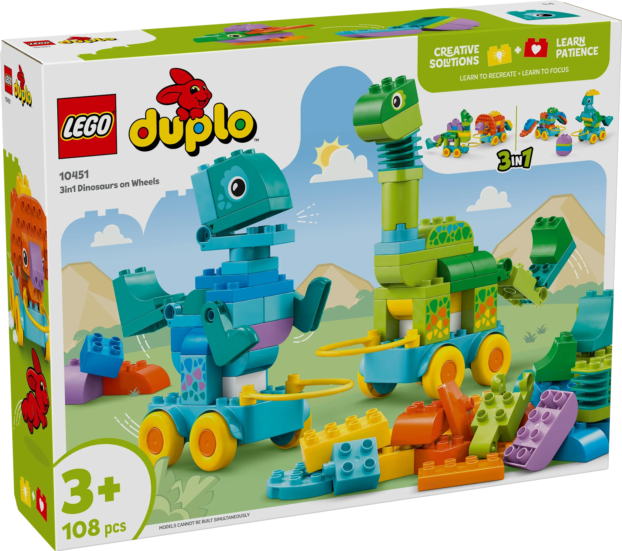 Produktbild för 3-i-1 Dinosaurier på hjul LEGO® DUPLO Town (10451)