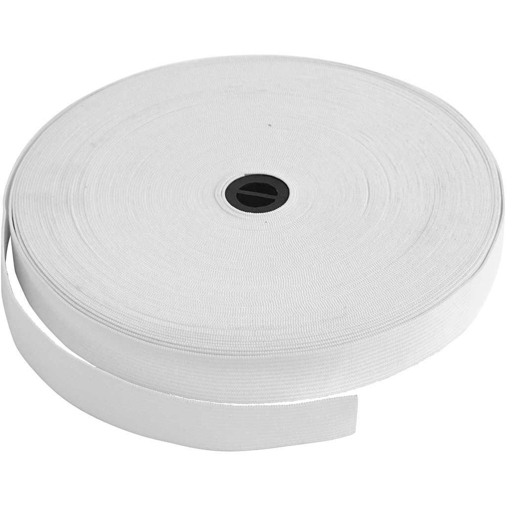 Resårband 20 mm x 25 m Vit