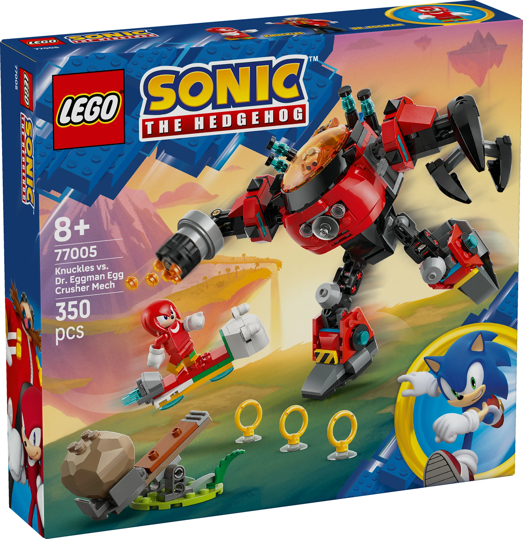 Tuotekuva ille Knuckles vastaan Dr. Eggman ja Egg Crusher ‑robotti LEGO® Sonic (77005)