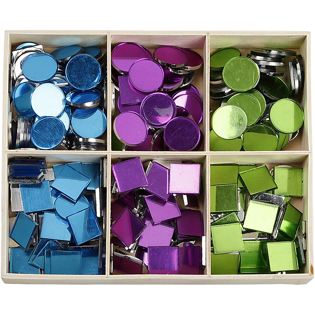 Spegelmosaik 15 mm Grön/Blå/Lila 300-pack
