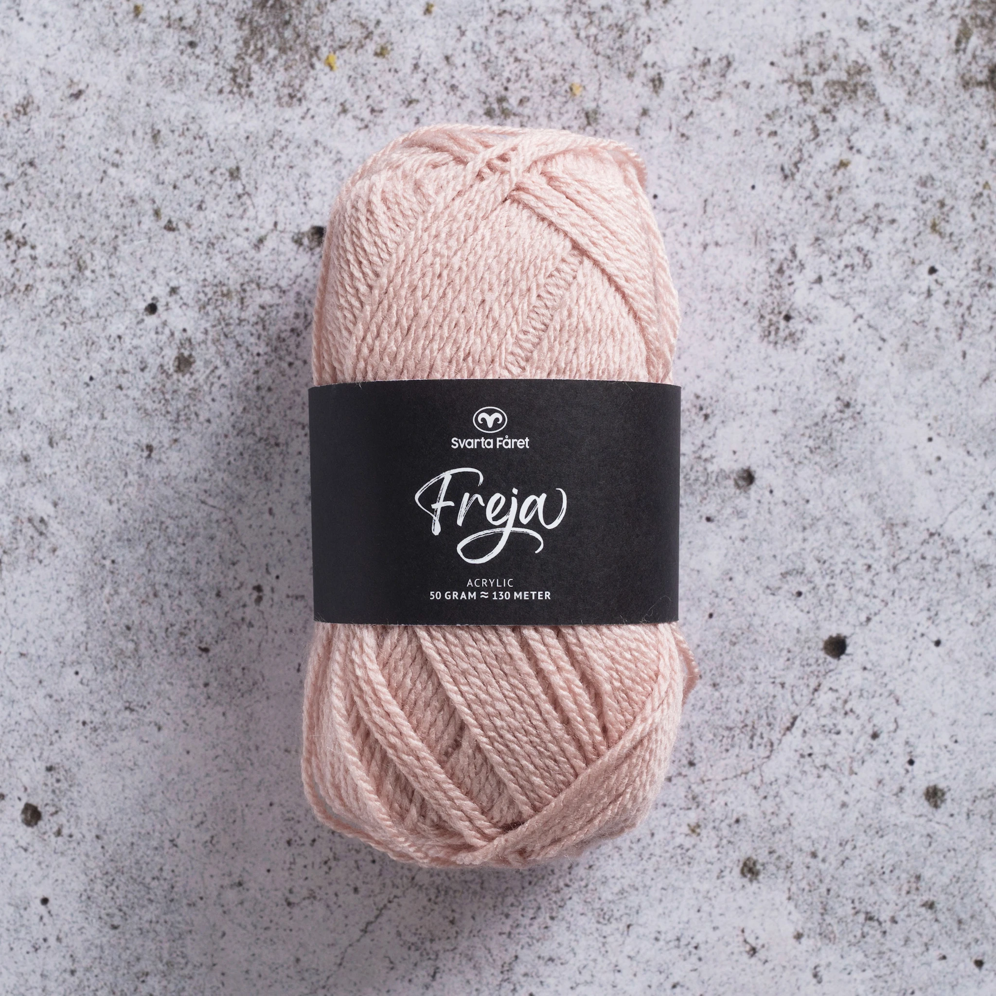 Produktbild för Freja Garn Akryl 50 g puderrosa 241 Svarta Fåret