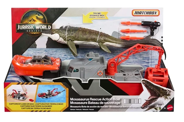 Jurassic World Rebirth Mosasaurus Räddningsbåt
