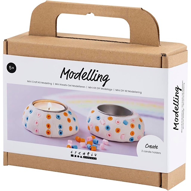 Tuotekuva 3 - Askartelusetti Mini Muovailu, Kynttilänjalat, valkoinen, 1 pkk/ 1 pkt