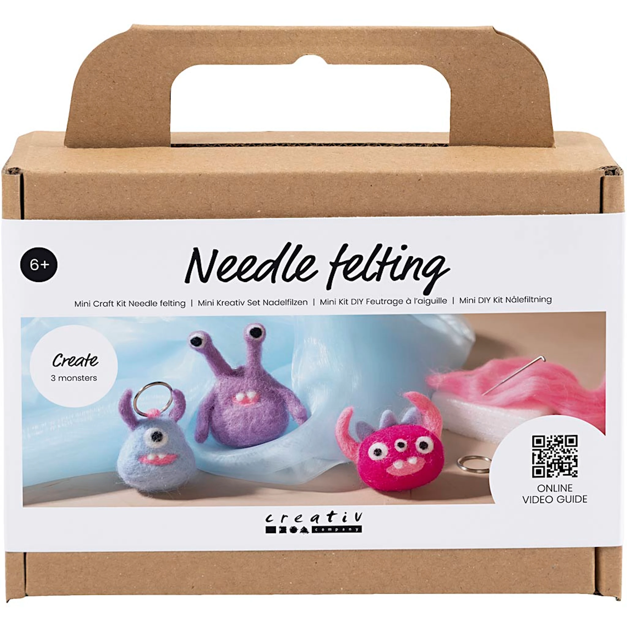 Produktbilde for Mini DIY Kit Nålefilting, Monster, ass. farger, 1 pk.