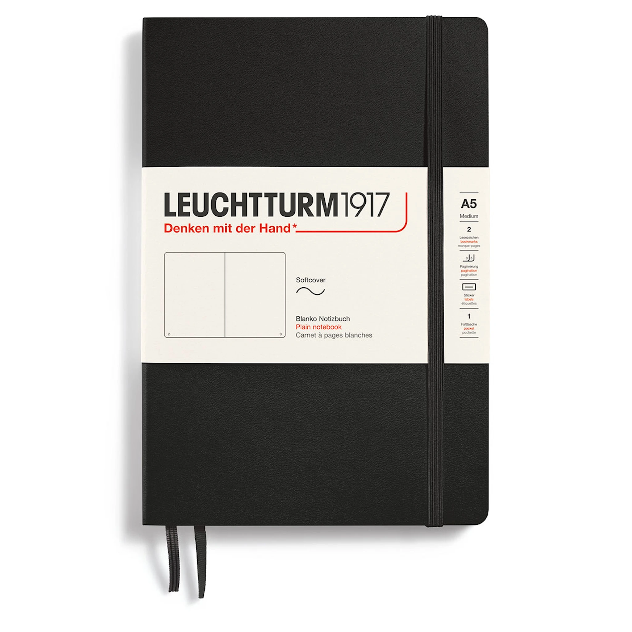 Produktbild för Anteckningsbok A5 Soft Olinjerad Black Leuchtturm1917