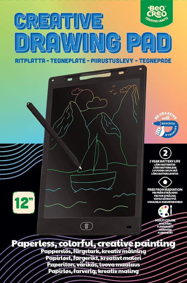 Produktbilde 2 for Kreativ LCD Tegnebrett 12" Multi Color, Beocreo