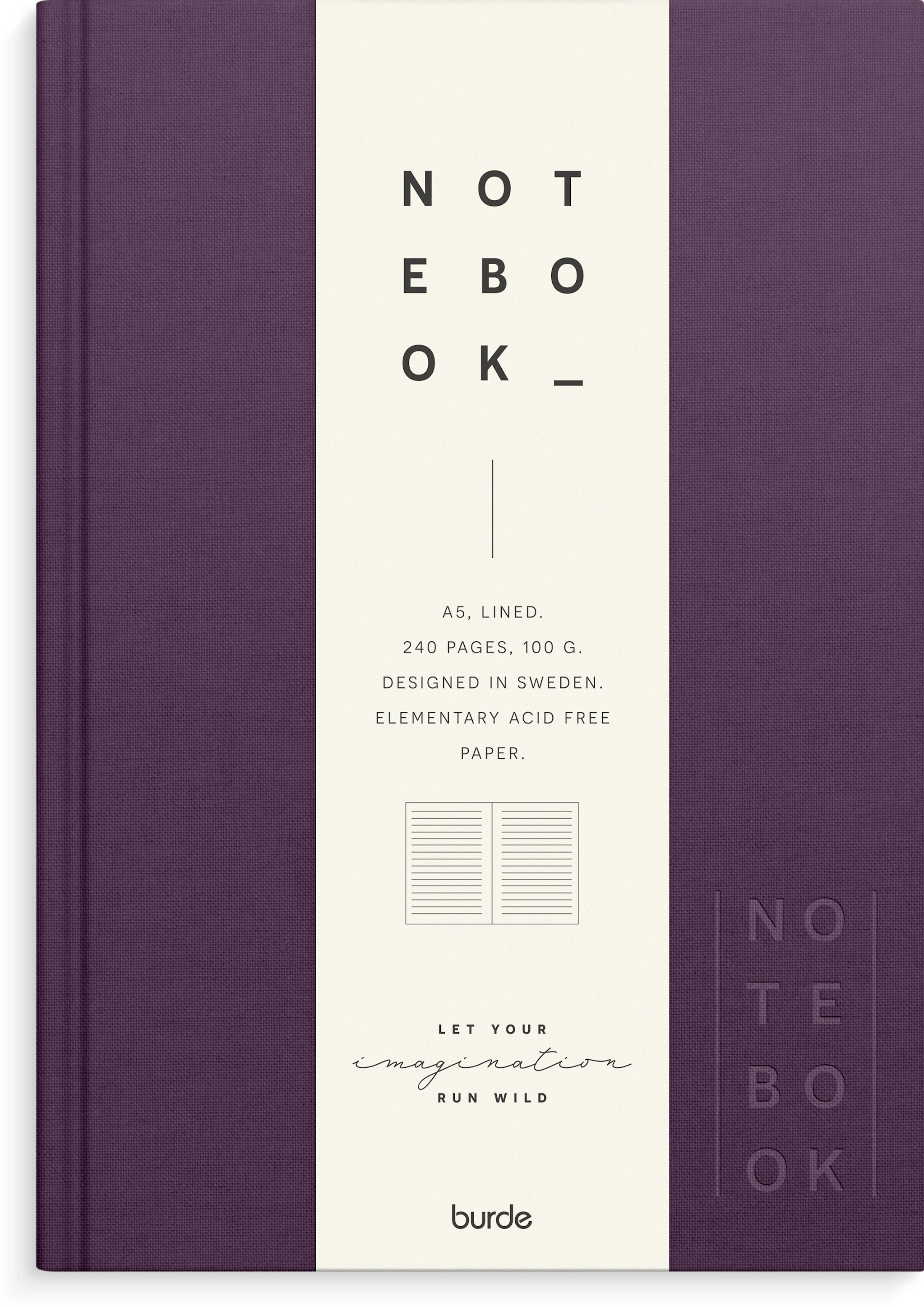 Tuotekuva ille Notebook Textile Plum Lined A5 Burde