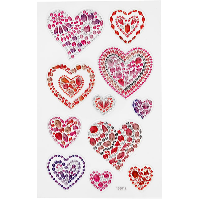 Produktbilde 1 for Diamond stickers, hjerter, ark 10x16 cm, 1 ark