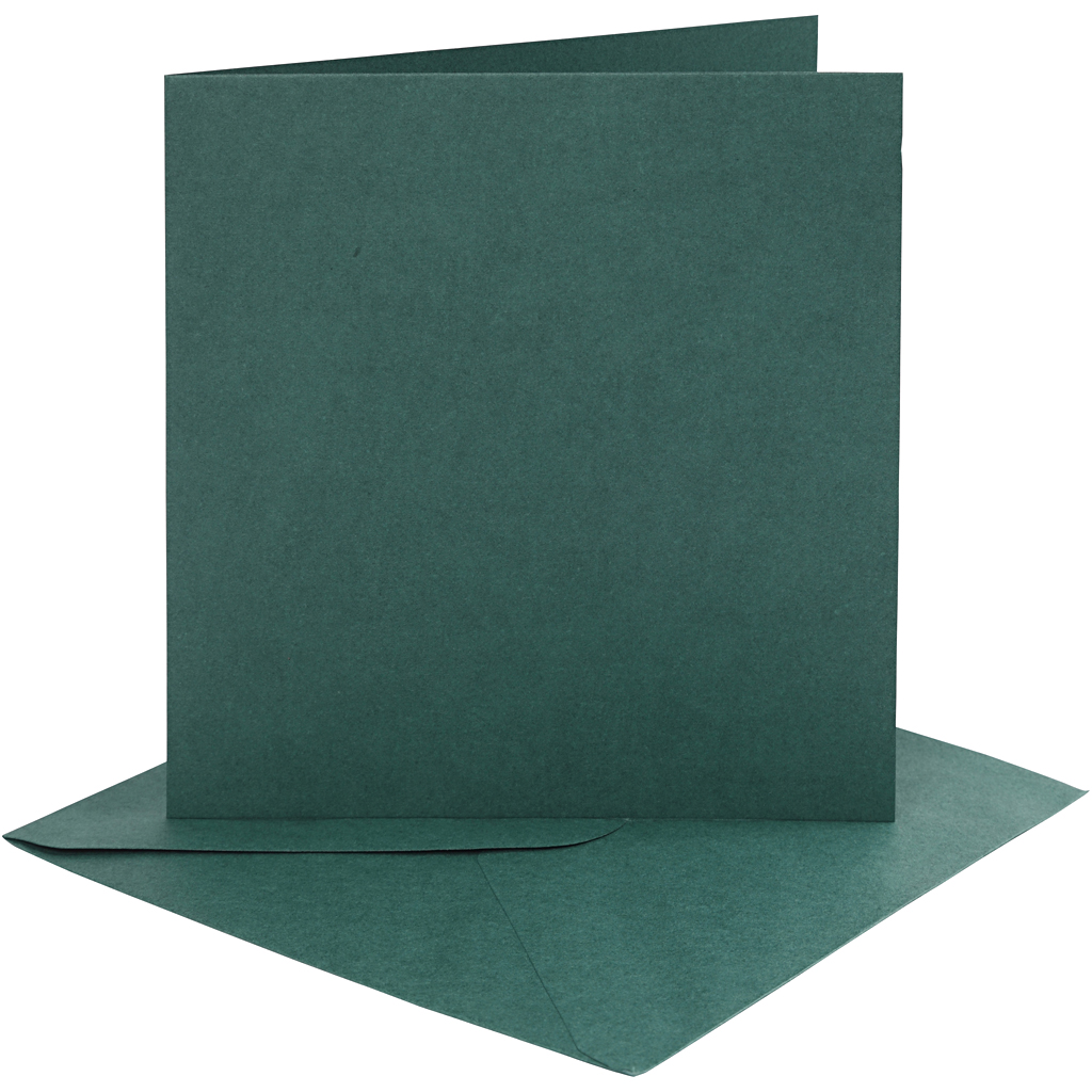 Kort och Kuvert Grön 15,2x15,2 cm 4-pack
