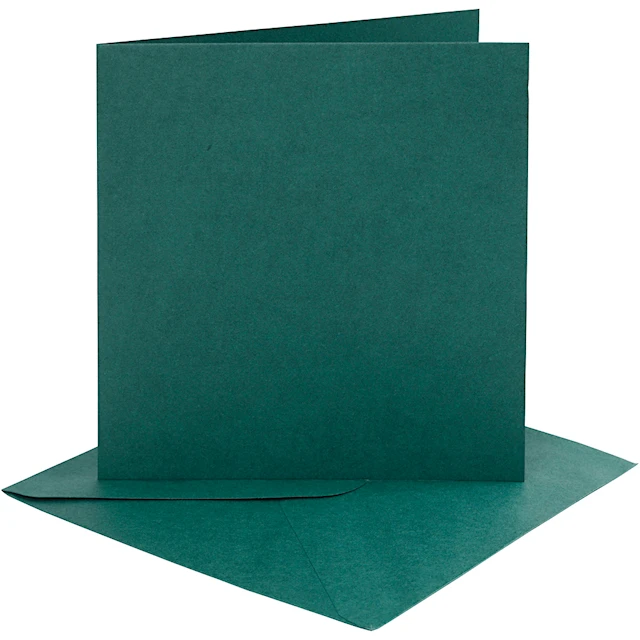 Kort och Kuvert Grön 15,2x15,2 cm 4-pack