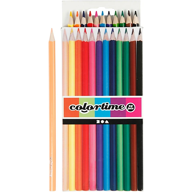 Colortime-Värikynät, Pit. 17,45 cm, kärki 3 mm, värilajitelma, 12 kpl/ 1 pkt