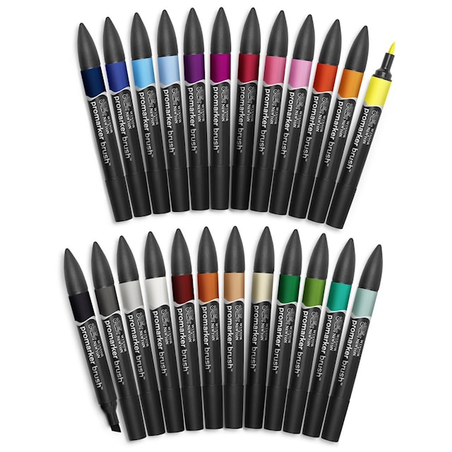Produktbilde 1 for BrushMarker Markør Penn "Student Designer" sett 24 i en praktisk pose Winsor & Newton