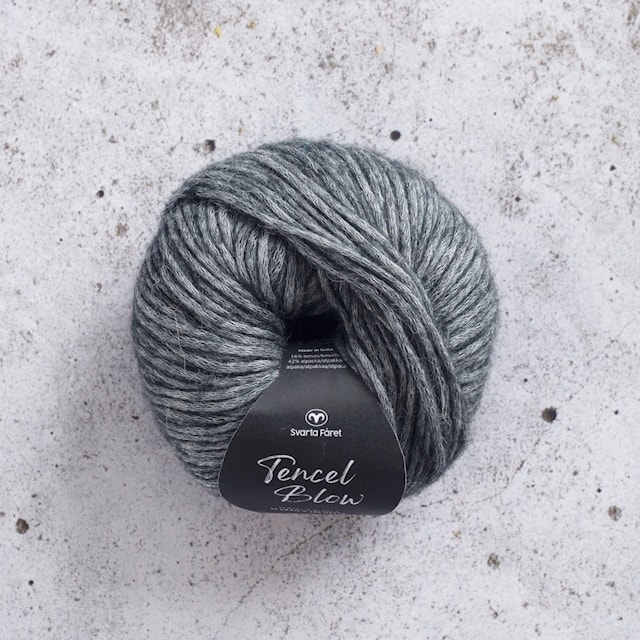 Tencel Blow alpakka-sekoite lanka 50g Gunmetal Black 002 Svarta Fåret