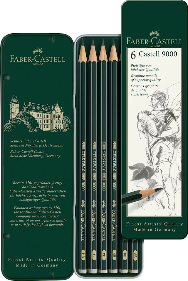 9000 Lyijykynä 6S Metallirasiassa Faber-Castell