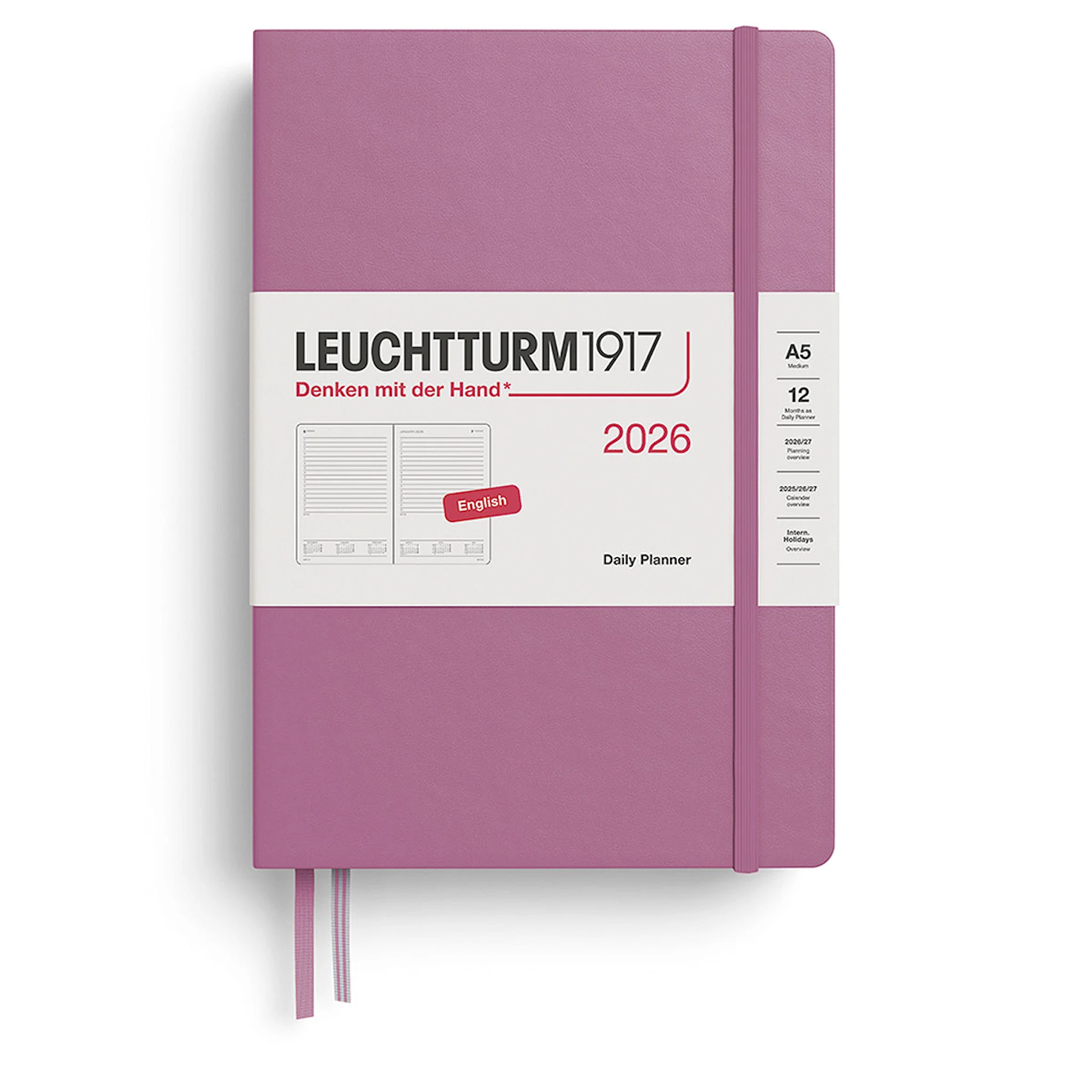 Tuotekuva ille Daily Planner 2026 A5 Dusty Rose Leuchtturm1917
