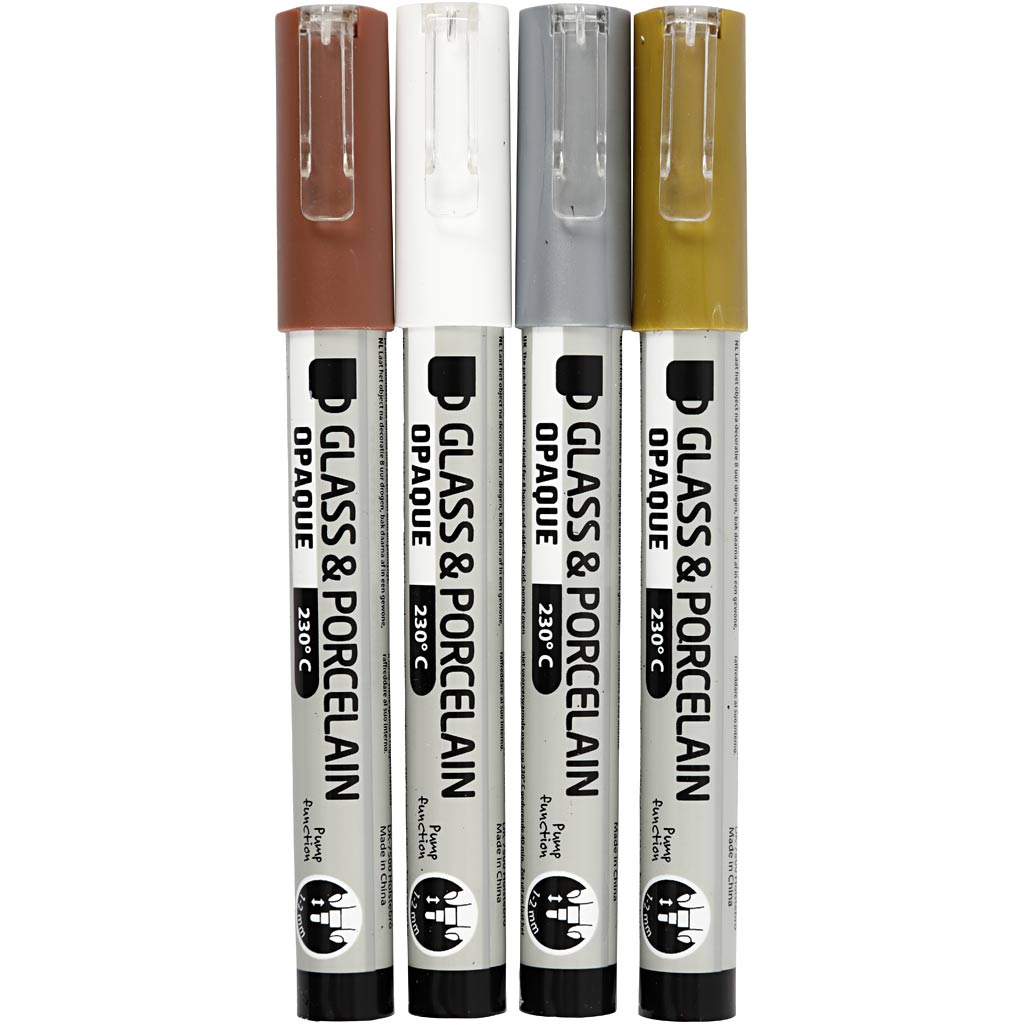 Glas- och porslinstusch Guld, Silver, Vit, Brun 4-pack Creative Company