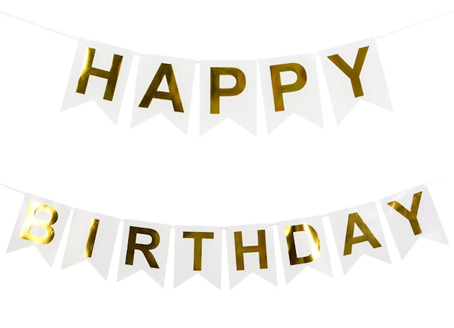Flag Banner Happy Birthday White