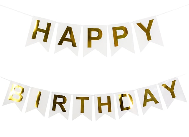 Tuotekuva 1 - Flag Banner Happy Birthday White