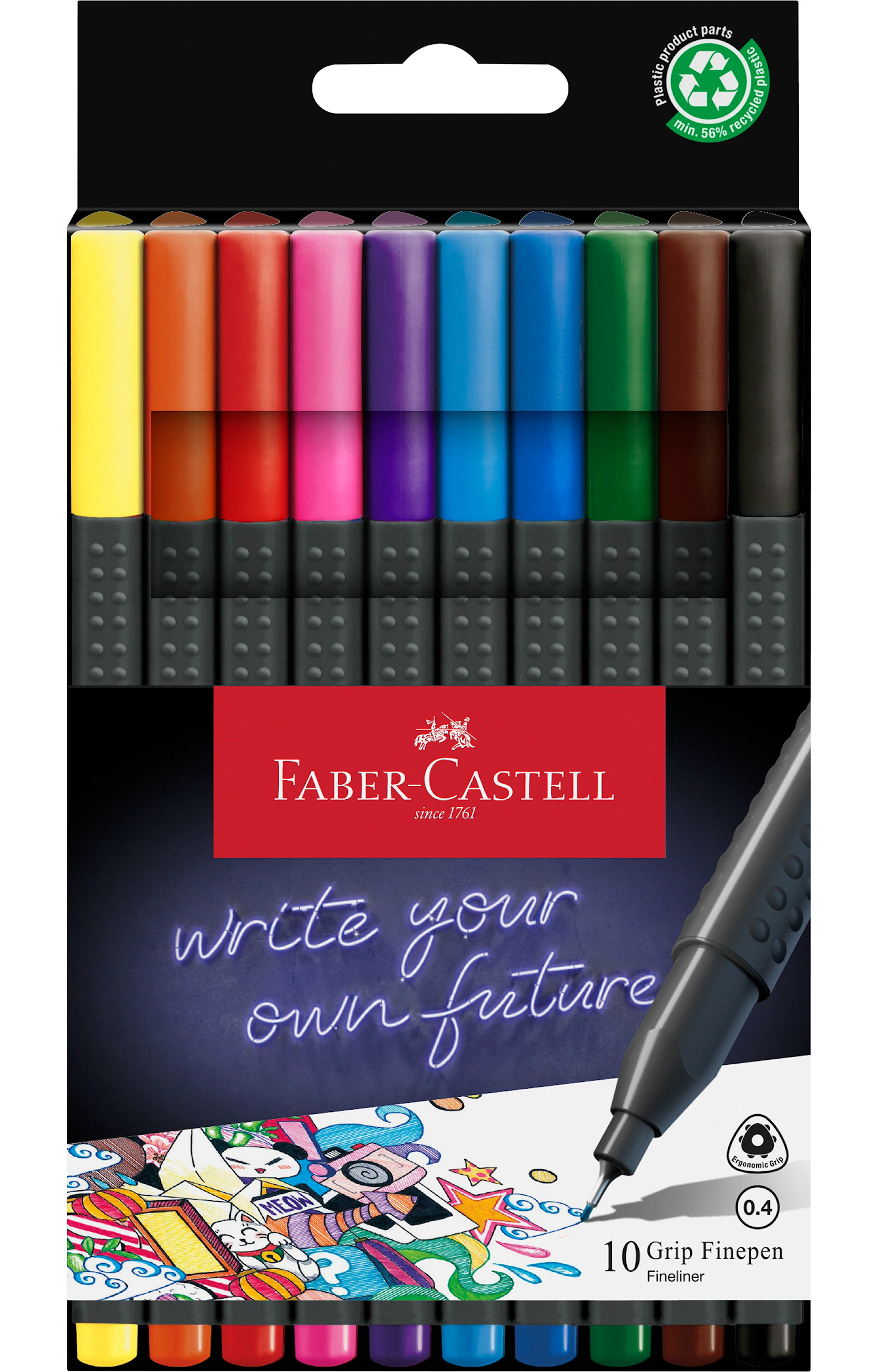 Produktbilde for Grip Finepen 0.4 mm 10 pakning Faber-Castell