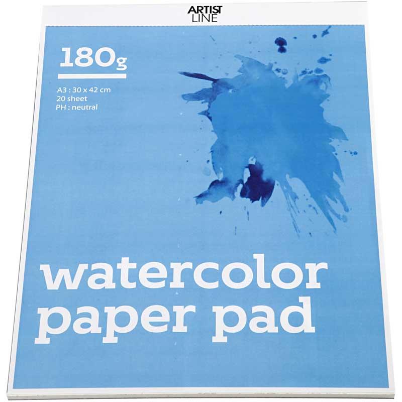 Block med Akvarellpapper A3 180g Vit 20 Ark