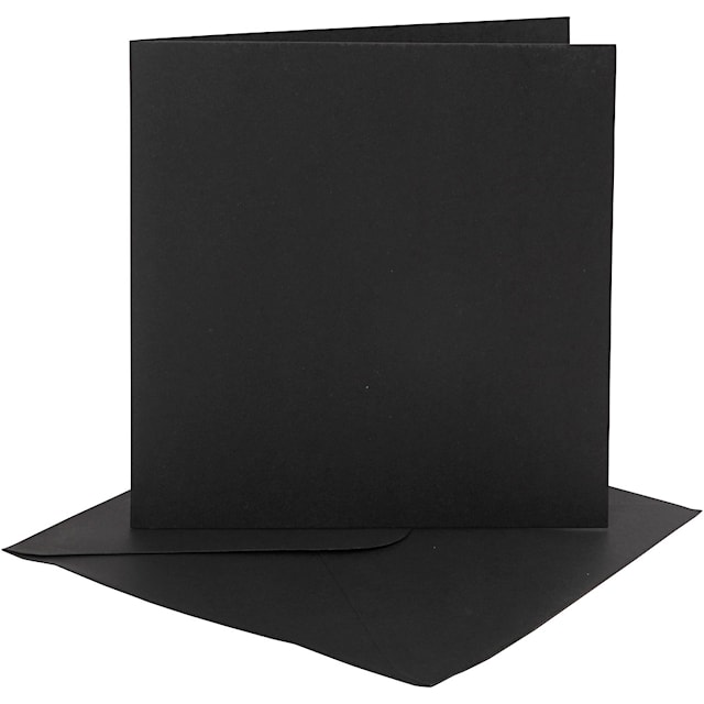 Tuotekuva 3 - Korttipohja-/kirjekuoripakkaus, kortin koko 15,2x15,2 cm, kirjekuoren koko 16x16 cm, 230 g, musta, 4 set/ 1 pkt