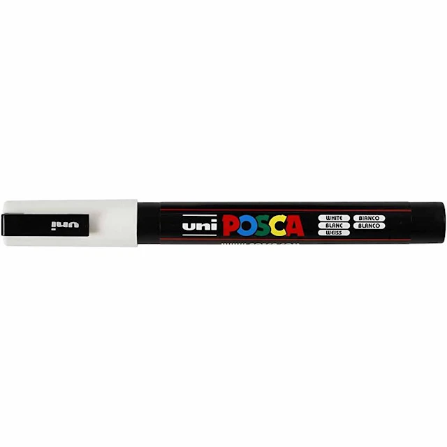 Uni Posca Marker, spets: 0,9-1,3 mm, PC-3M, 1 st., white