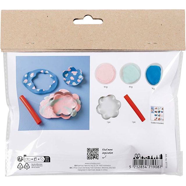 Tuotekuva 3 - Askartelusetti Mini Muovailu, Kulhot, pastellinsininen, vaaleanpinkki, 1 pkk/ 1 pkt