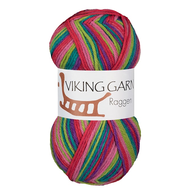 Tuotekuva 1 - Raggen 150 g Multiväri vaaleanpunainen/vihreä 738 Viking Garn