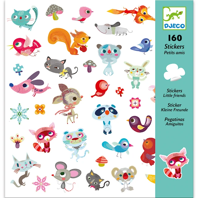 Klistermärken Small Friends 160-pack Djeco