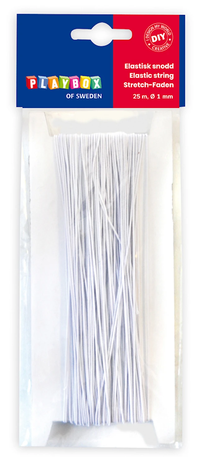 Elastisk Snodd Vit 1 mm 25 m, Playbox