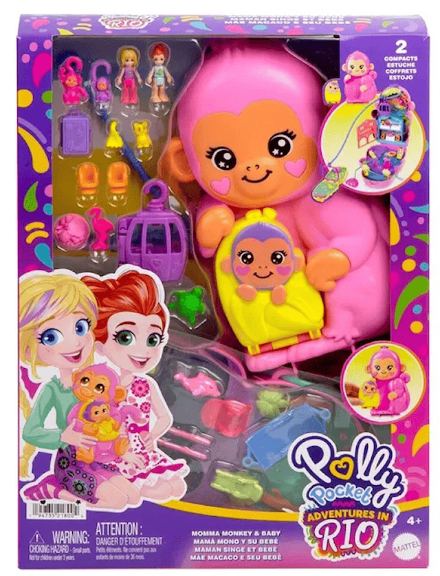 Produktbild 4 för Lekväska Rosa Monkey Polly Pocket